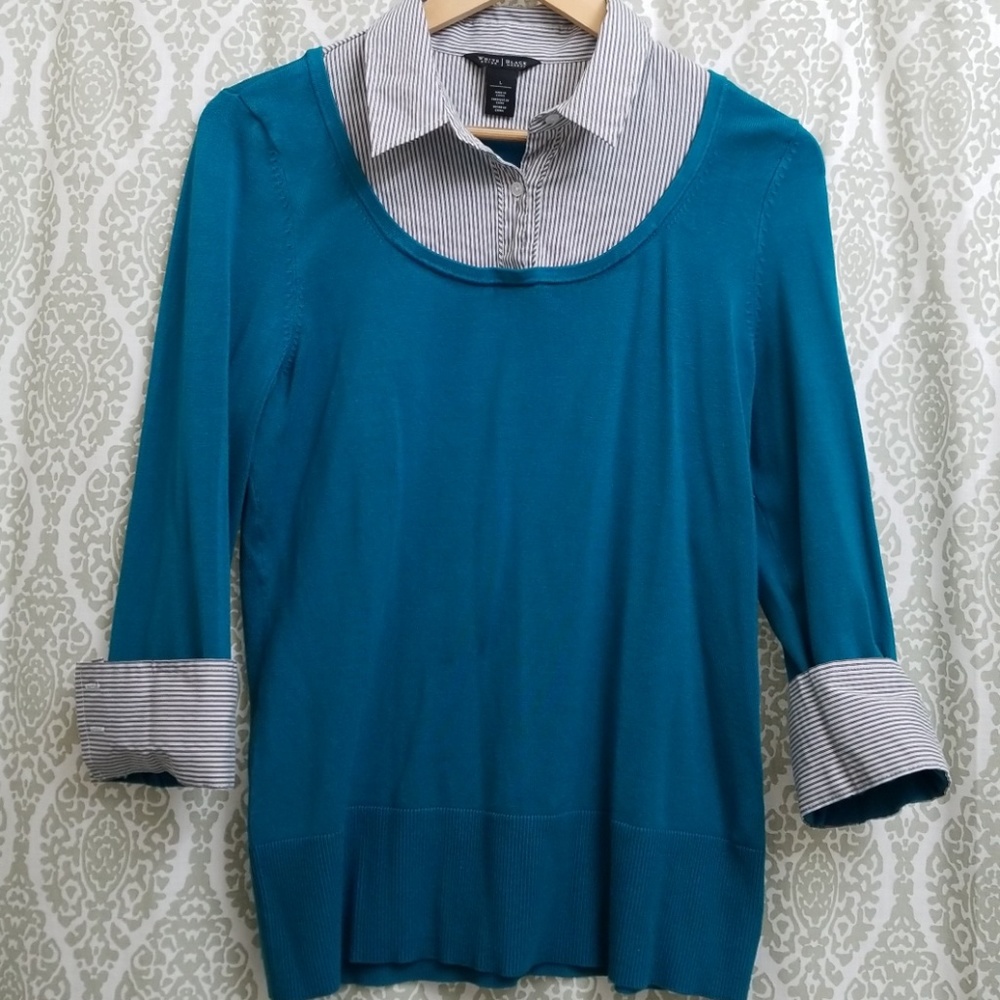 White House Black Market Collared Top Large